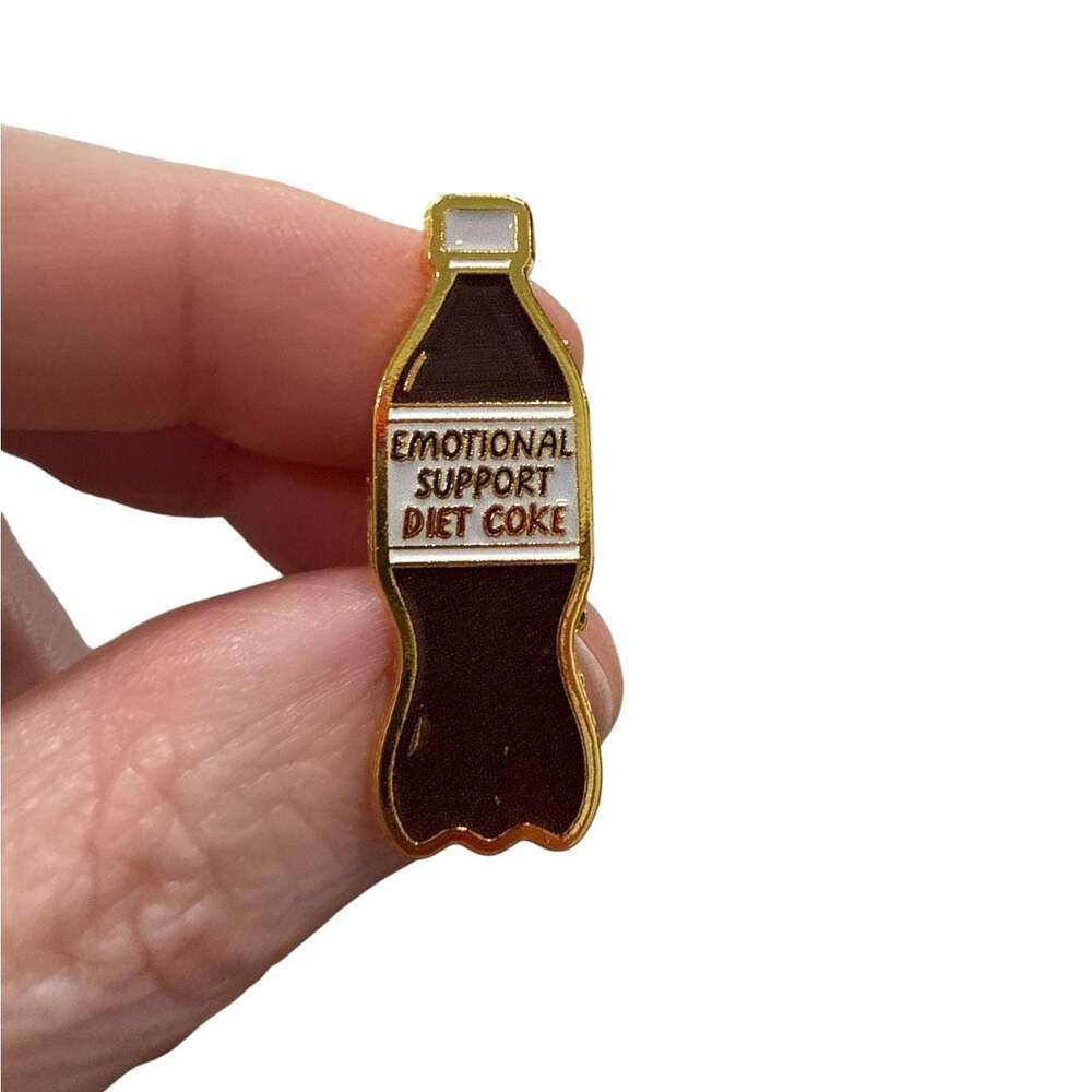 Emotional Support Diet Coke Enamel Lapel Pin Soda Bottle